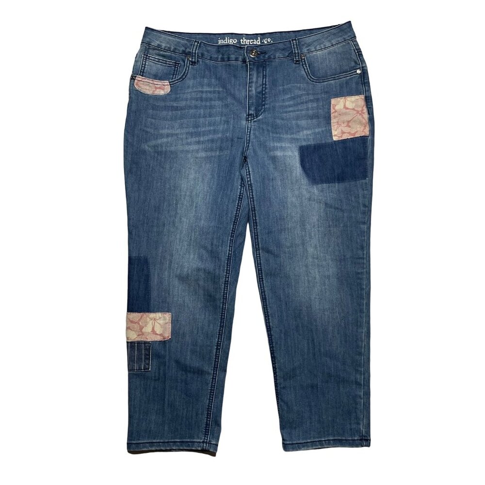 Indigo Thread Co 14 Patchwork Cropped Jeans - image 1